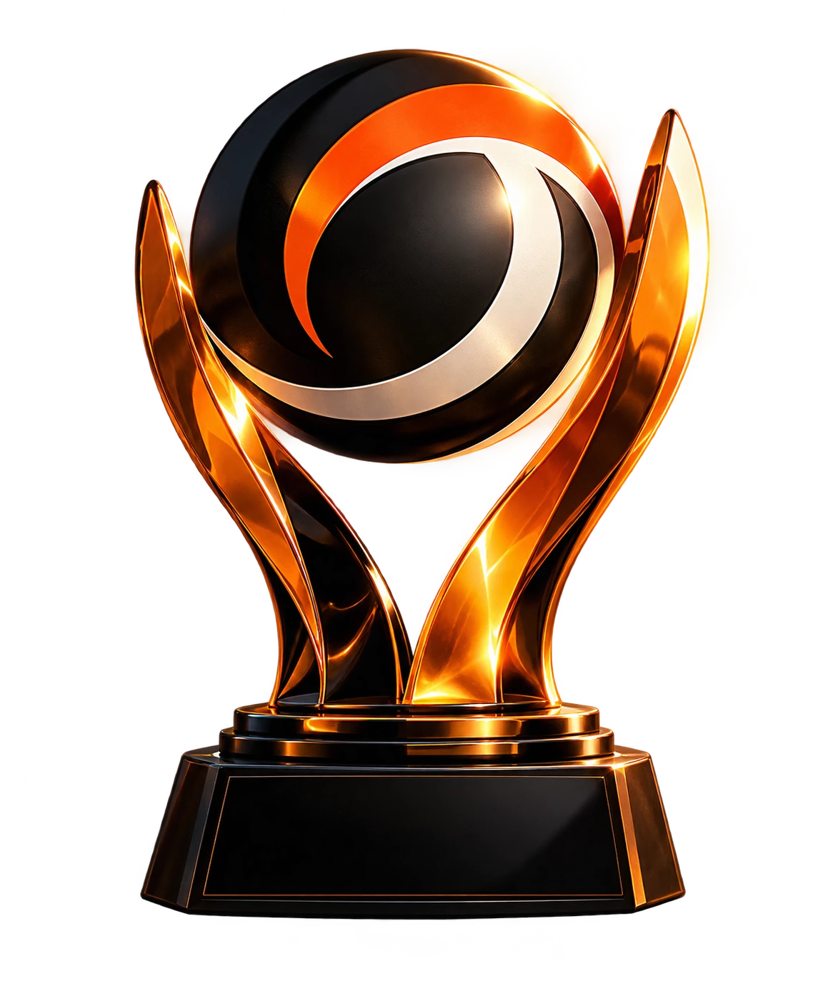 Gold TREPIC Champion trophy with a circular black, white and orange emblem.