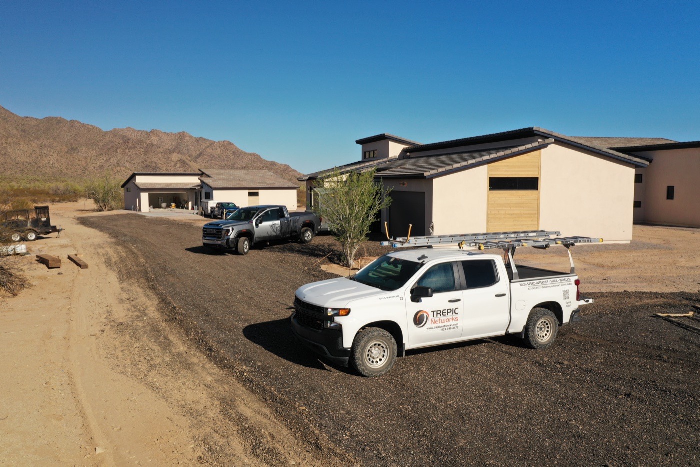 TREPIC Networks installation trucks serving an Arizona home